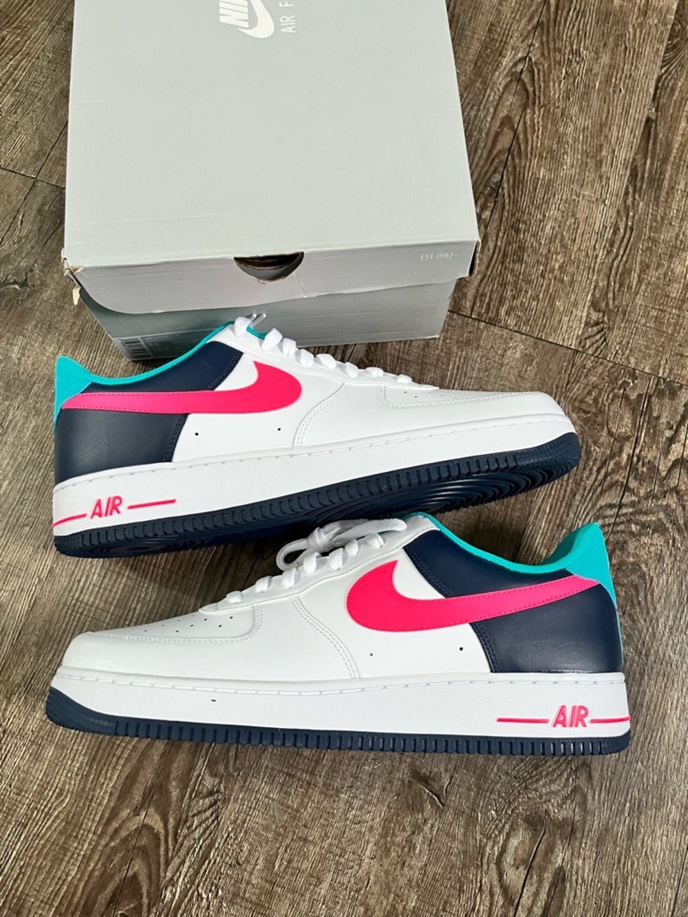 Nike Air Force 1 Low White with Teal, Yellow & Pink Accents - Picture 6 of 8
